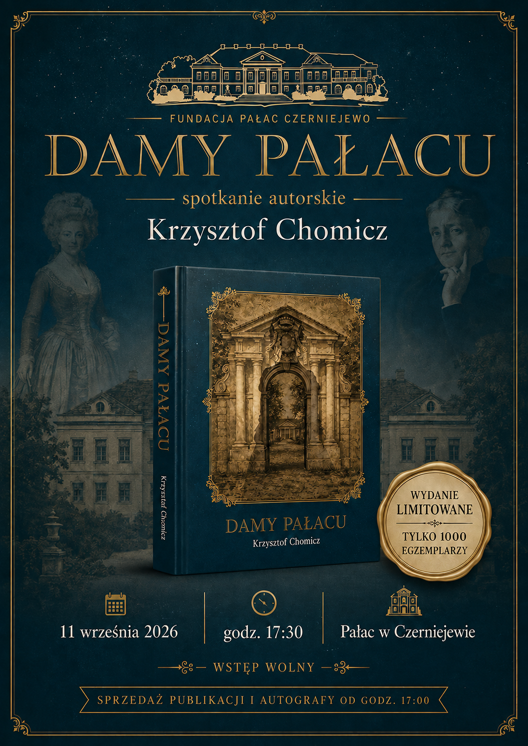 Plakat wydarzenia Damy Pałacu - spotkanie autorskie z Krzysztofem Chomiczem