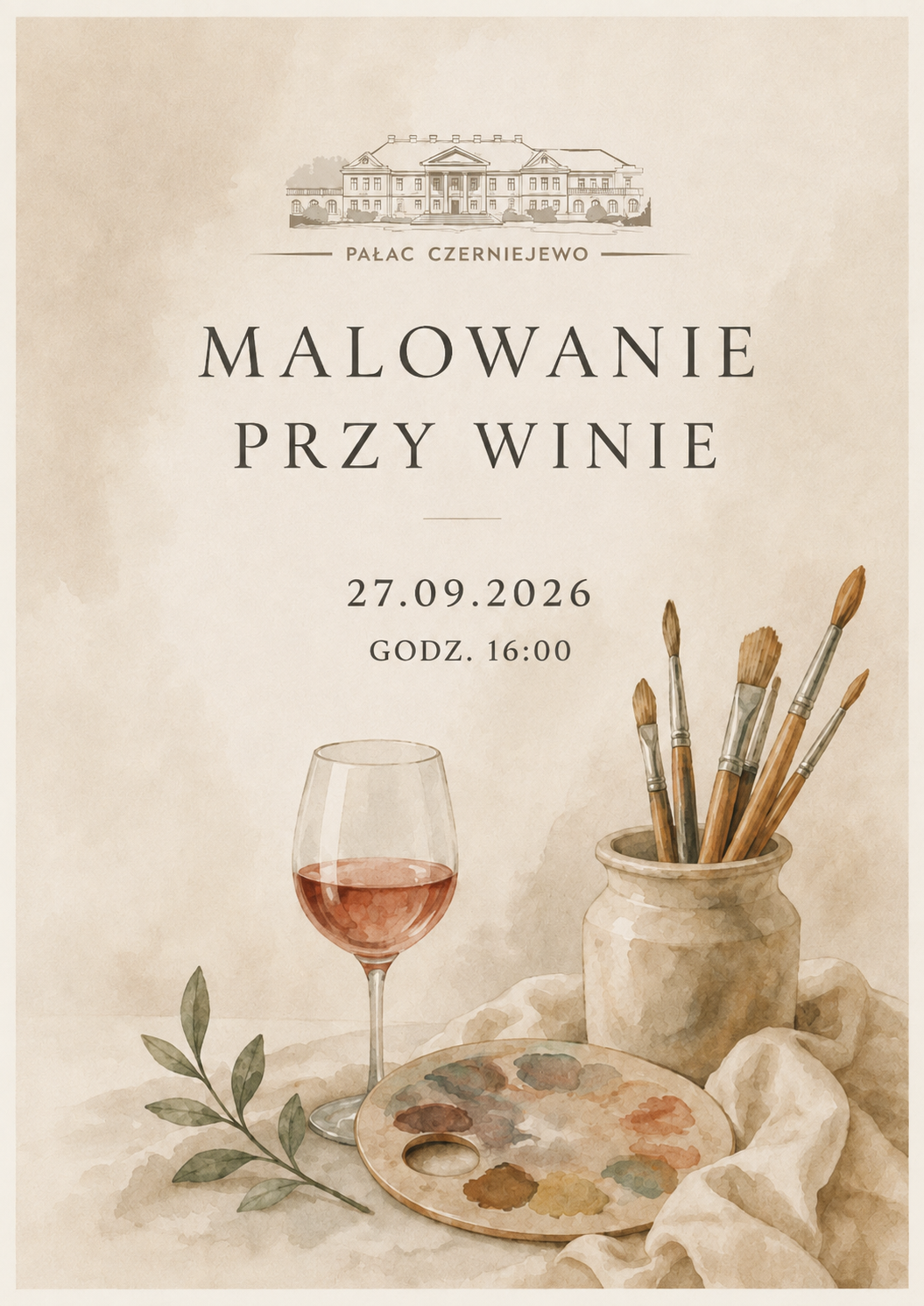 Plakat wydarzenia Malowanie przy winie, 27.09.2026, Pałac Czerniejewo